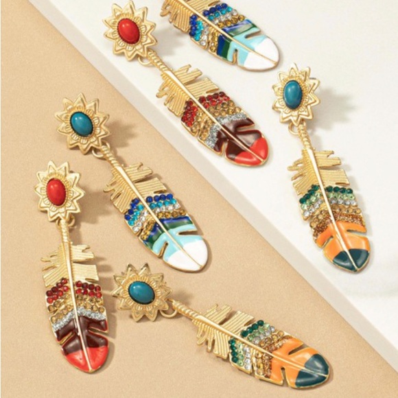 Feather drop earrings - Picture 3 of 4